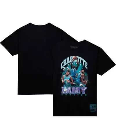 Mitchell & Ness Men's NBA Larry Johnson Charlotte Hornets Hardwood Classics Bling Concert Player T-Shirt