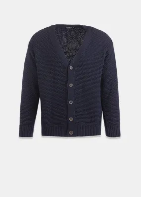 Moss Stitch Cardigan Navy