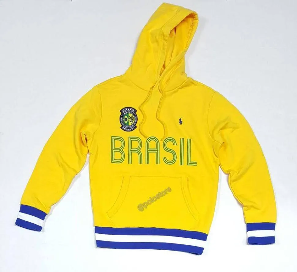 Nwt Polo Ralph Lauren Brasil Yellow Small Pony Hoodie