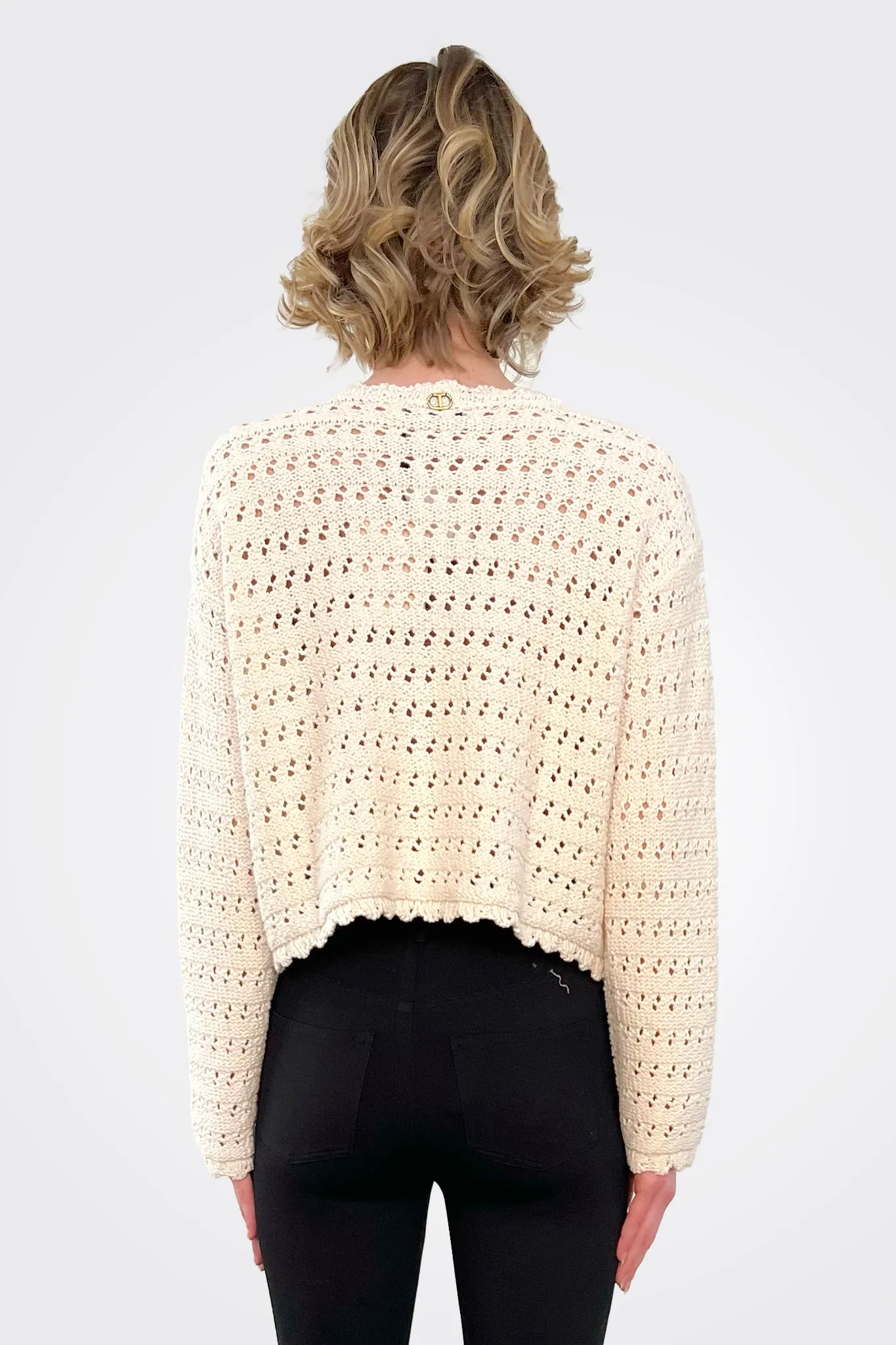 Openwork Knitted Sweater - Snow