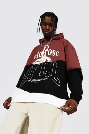 Oversized Melrose Ofcl Spliced Hoodie | boohooMAN UK