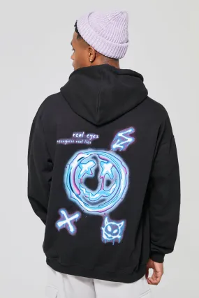 Oversized Real Eyes Graphic Hoodie