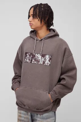 Oversized Renaissance Box Graphic Washed Hoodie