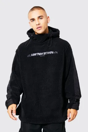 Oversized Split Hem Borg Hoodie