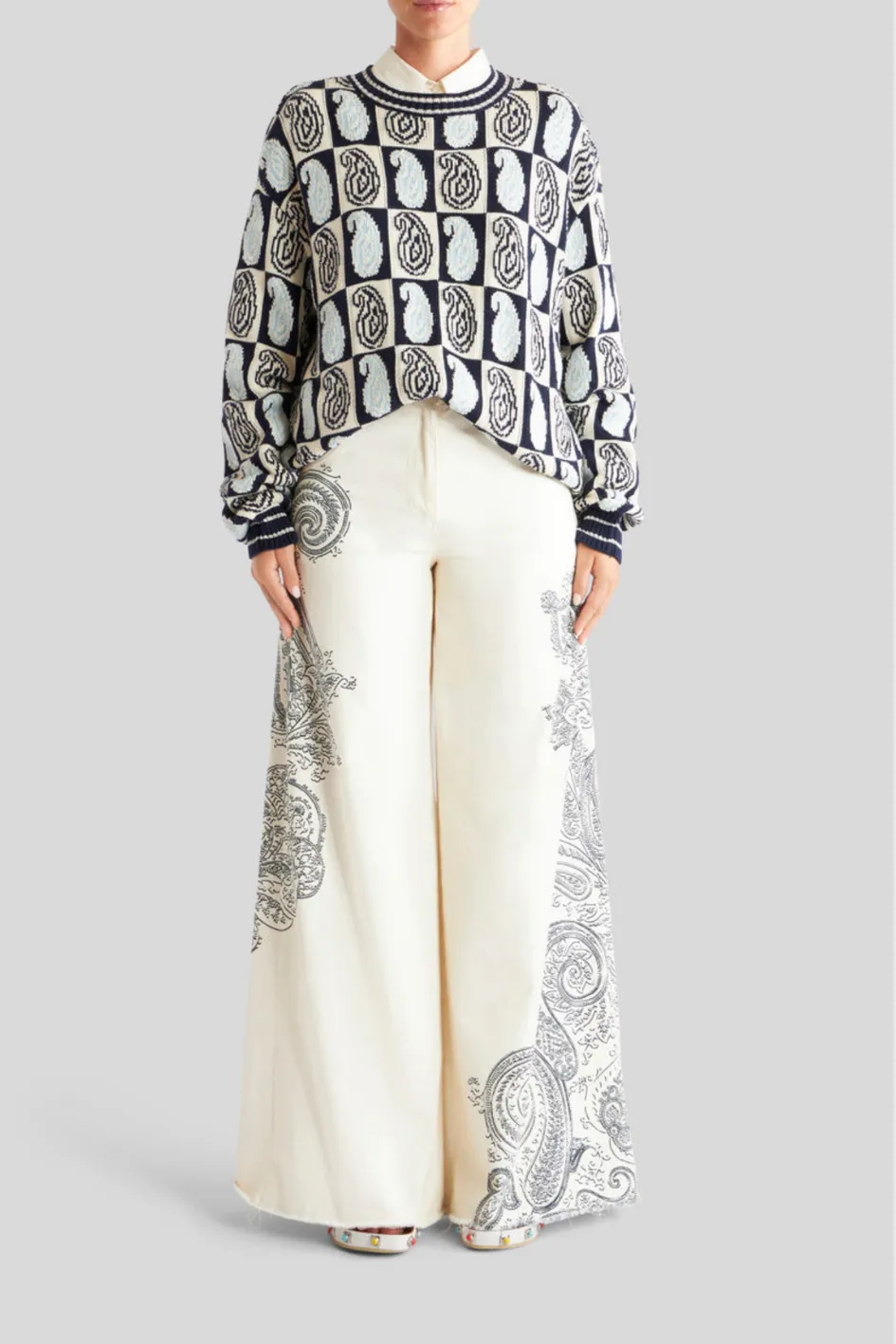 Paisley Pattern Palazzo Jeans