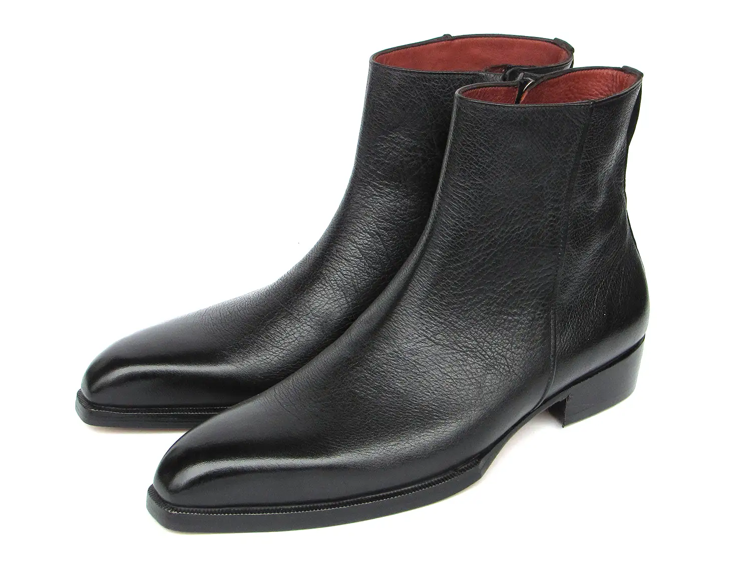 Paul Parkman Men's Black Floater Leather Side Zipper Boots - BT6499-BLK