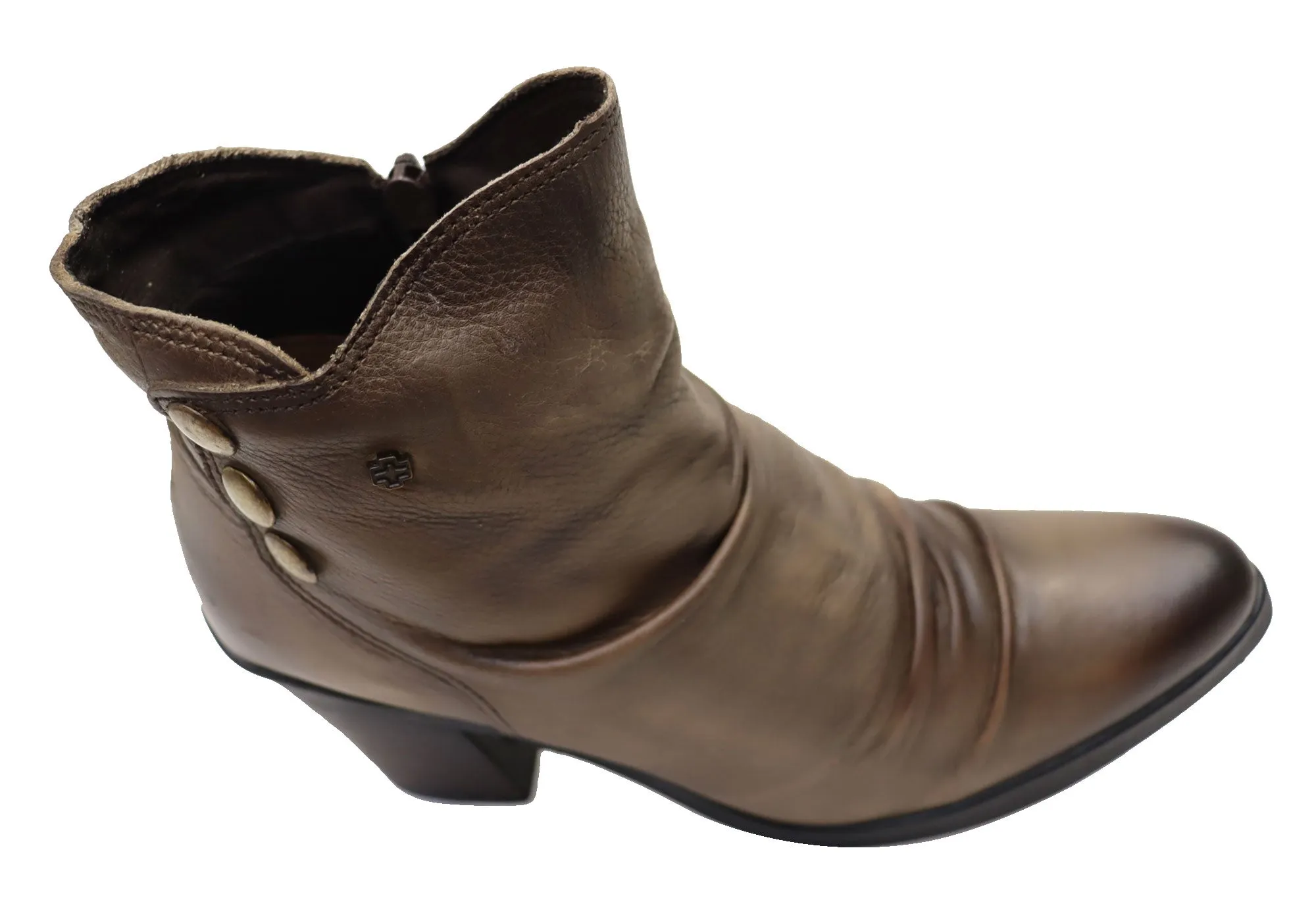 Perlatto Hilton Womens Comfortable Leather Ankle Boots Made In Brazil