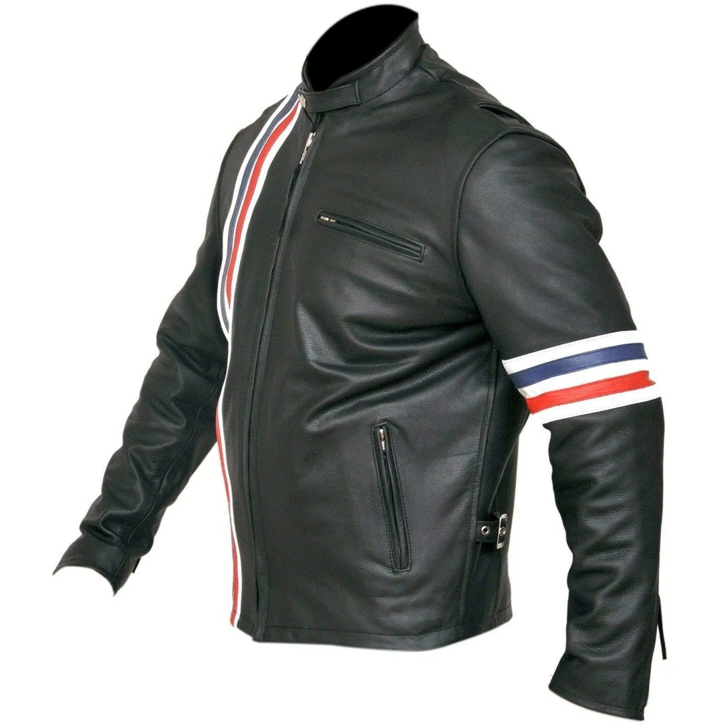 Peter Fonda Easy Rider Striped Cowhide Leather Motorcycle Jacket