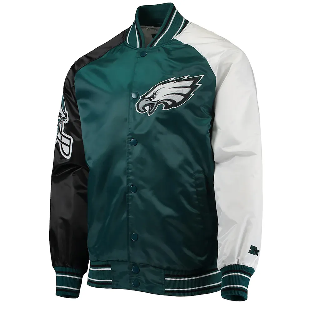 Philadelphia Eagles Green The Reliever Satin Jacket