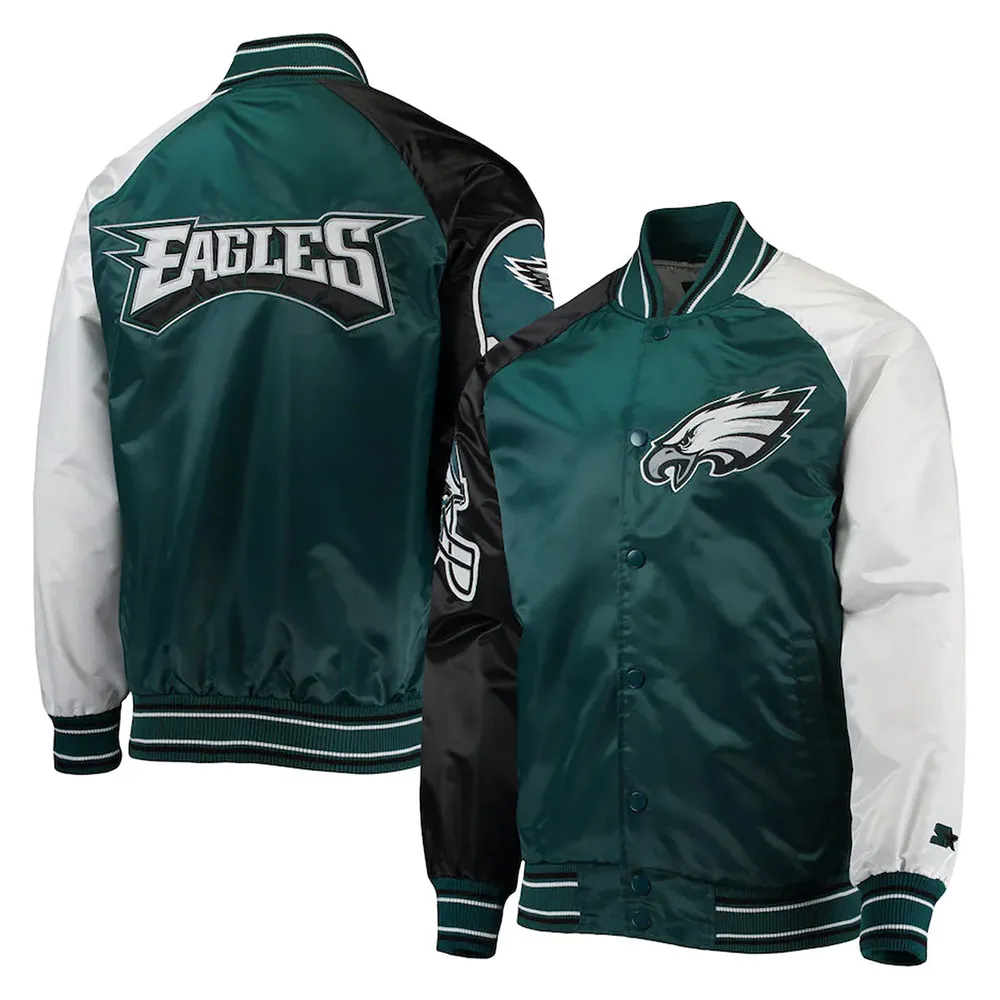 Philadelphia Eagles Green The Reliever Satin Jacket