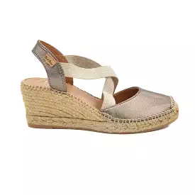 Plain Leather Wedge Espadrille for Women - Saba-P