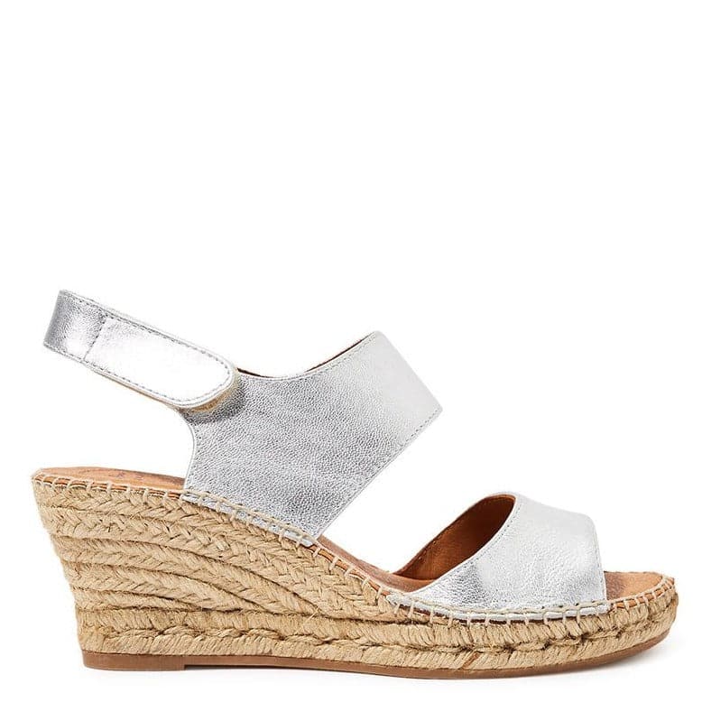 Plain Open Toe Leather Wedge Espadrille for Women - Sara-P