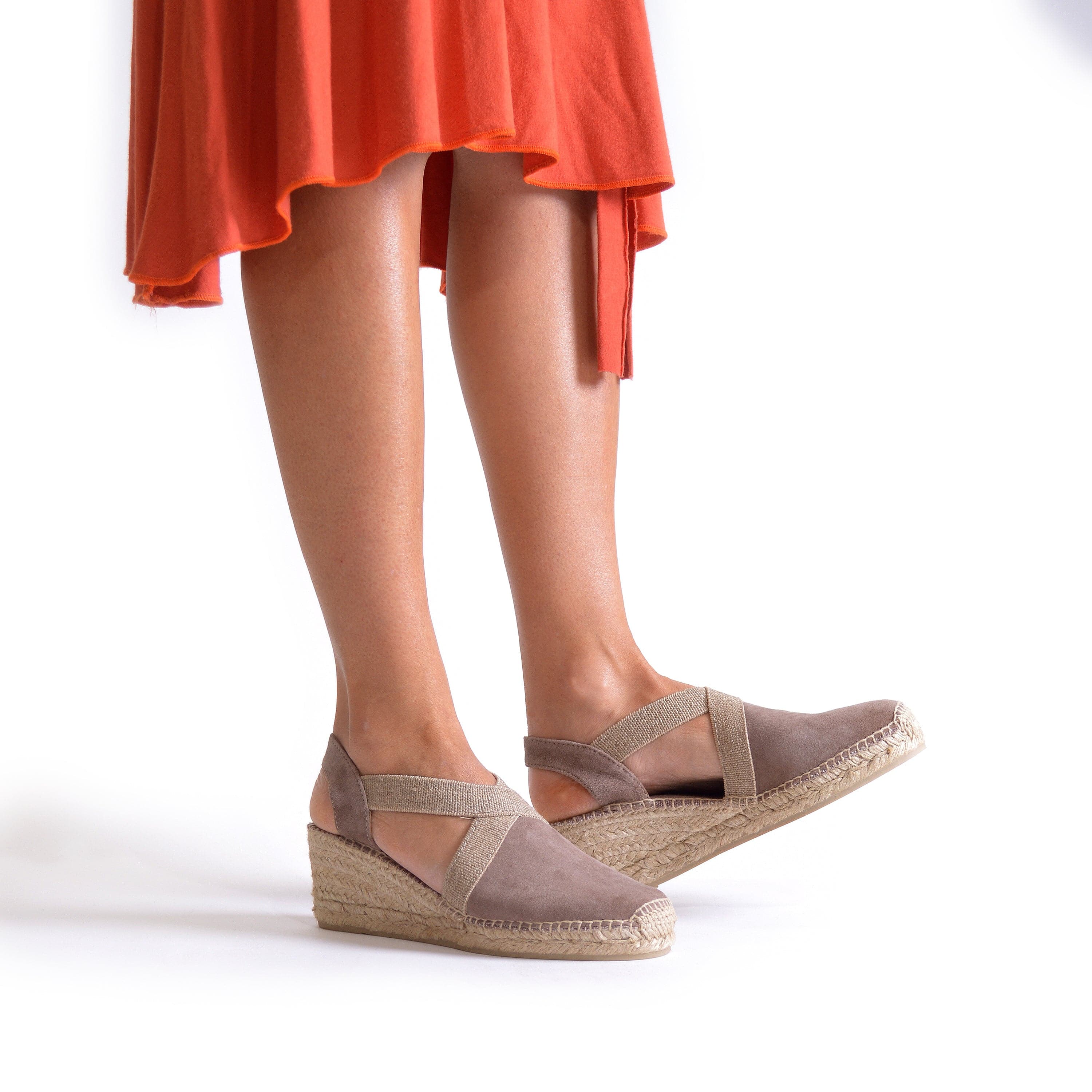 Plain Suede Leather Wedge Espadrille for Women - Tona