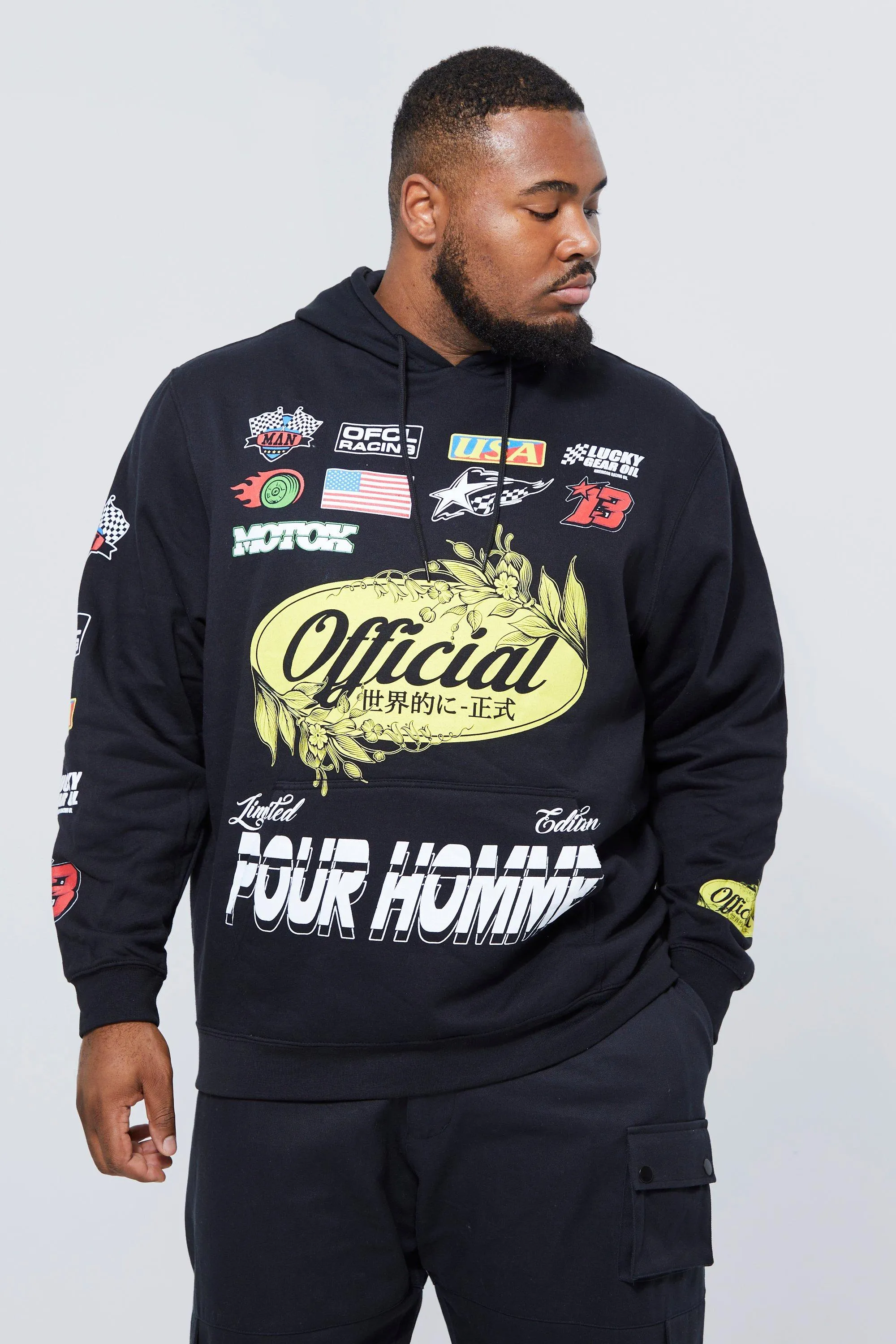 Plus Moto Racing Print Hoodie