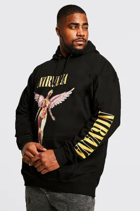 Plus Nirvana Sleeve Print License Hoodie | boohooMAN UK