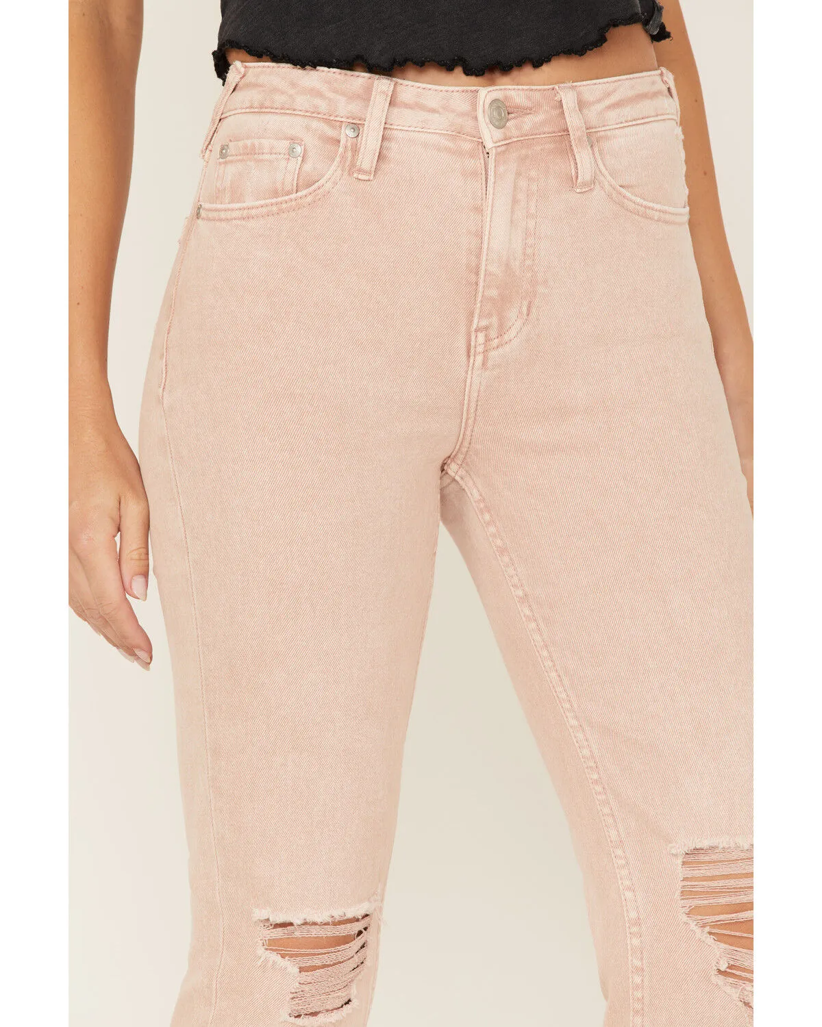 Product Name:  Cleo + Wolf Women's Distressed High Rise Straight Jeans