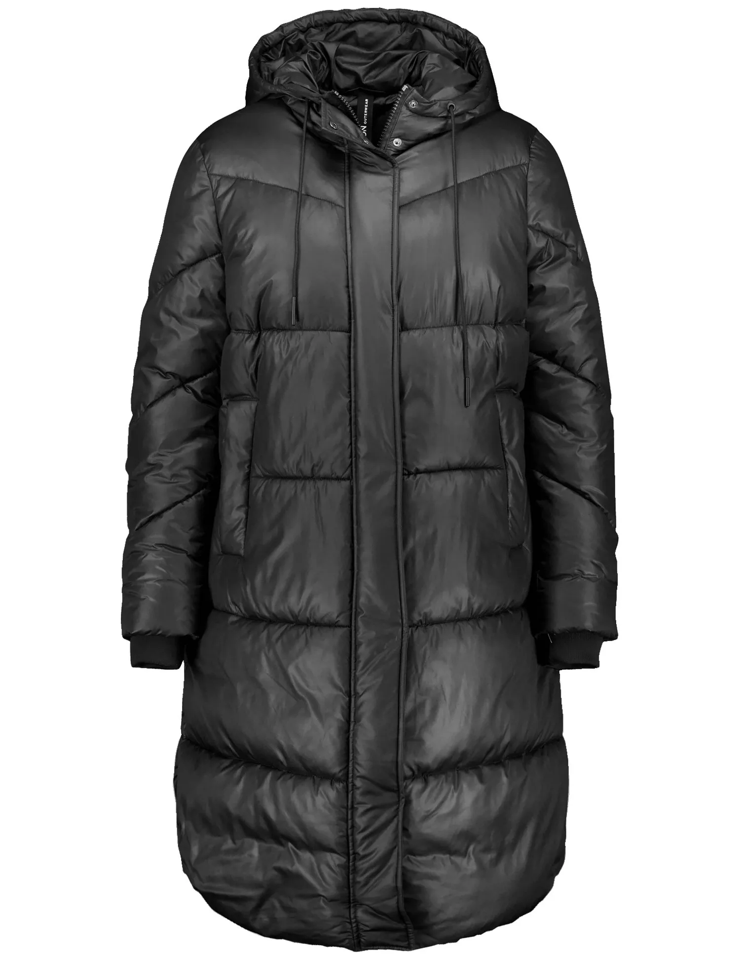 Quilted coat with a rounded hem