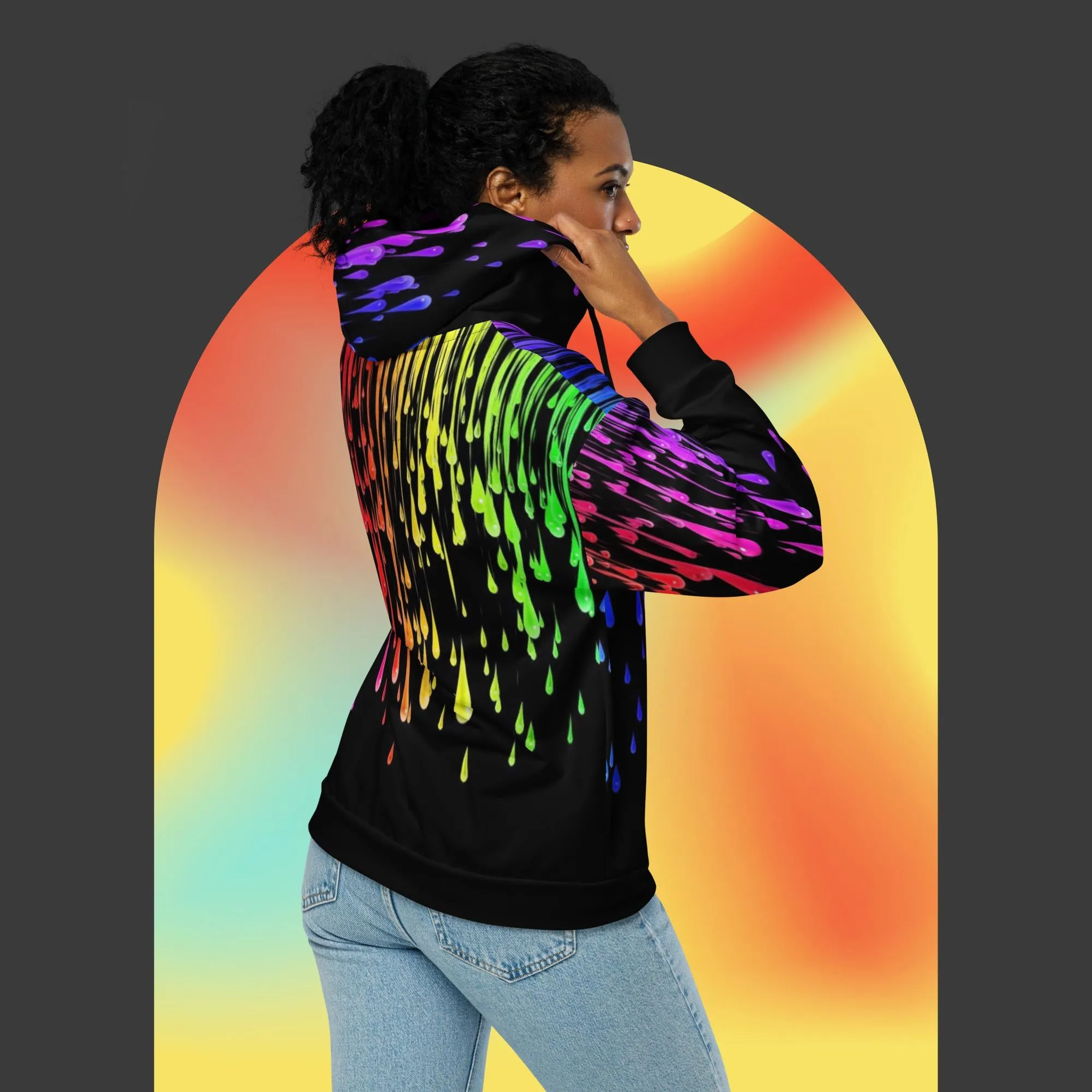 Rainbow Drip Unisex Zip Hoodie