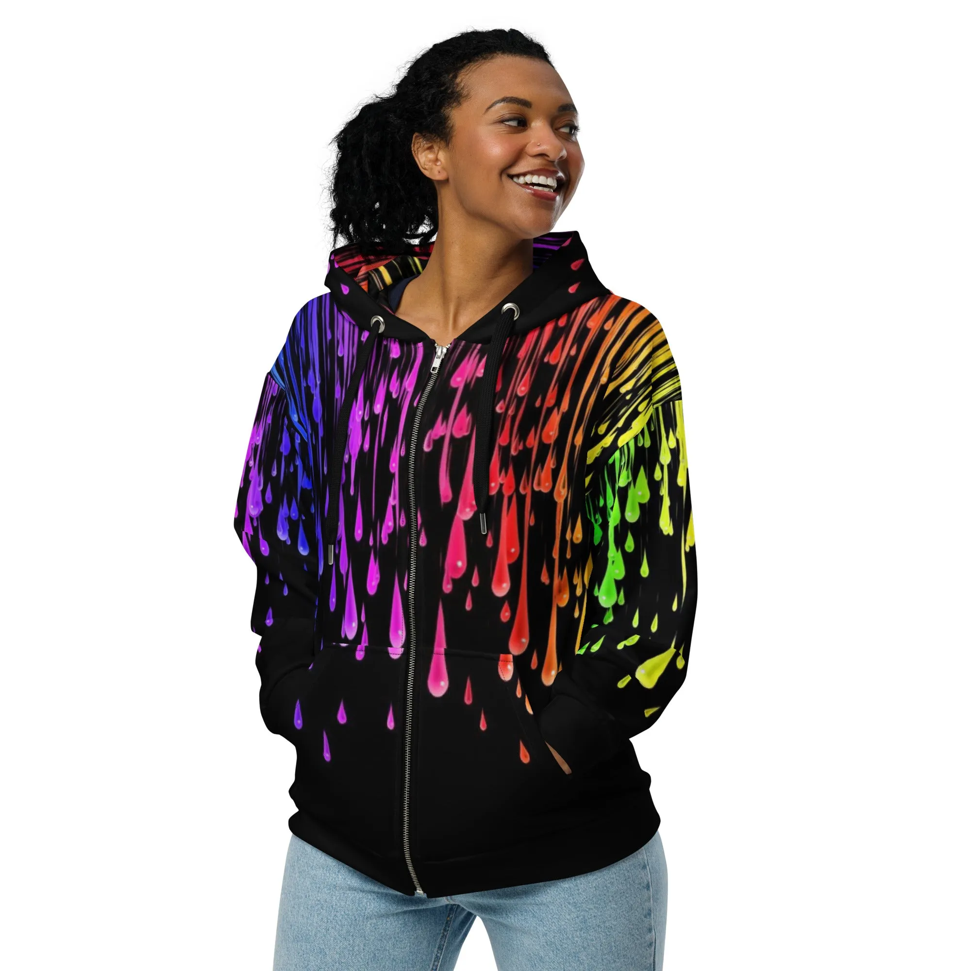 Rainbow Drip Unisex Zip Hoodie