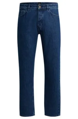 Relaxed-fit jeans in blue rigid denim