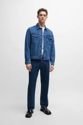 Relaxed-fit jeans in blue rigid denim