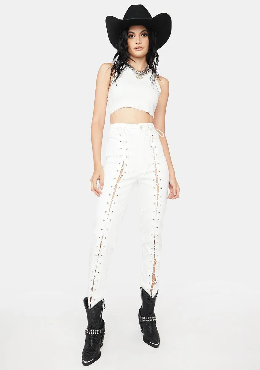 Salty Reach My Level Lace Up Jeans-