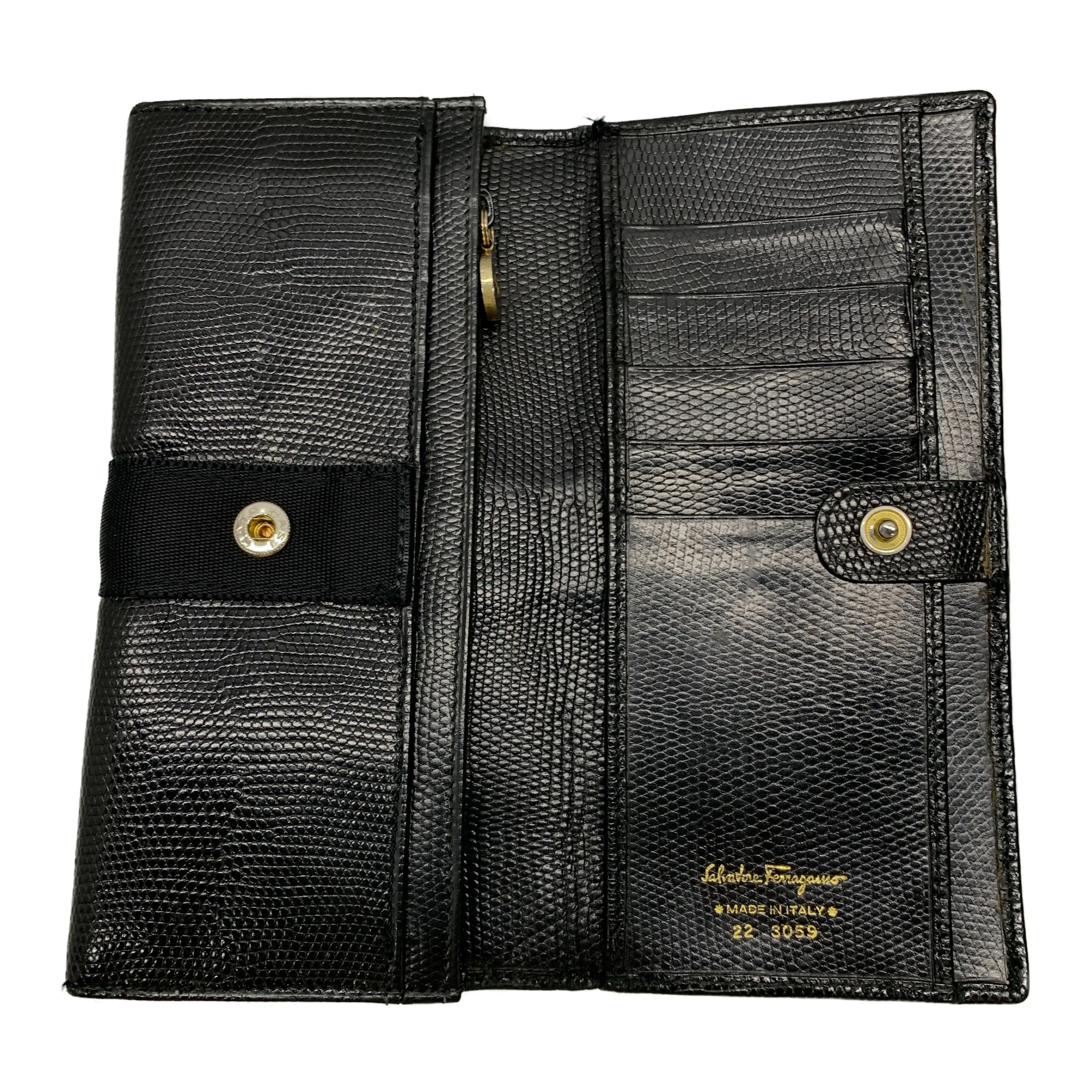 #Salvatore Ferragamo/Long Wallet/BLK/Leather