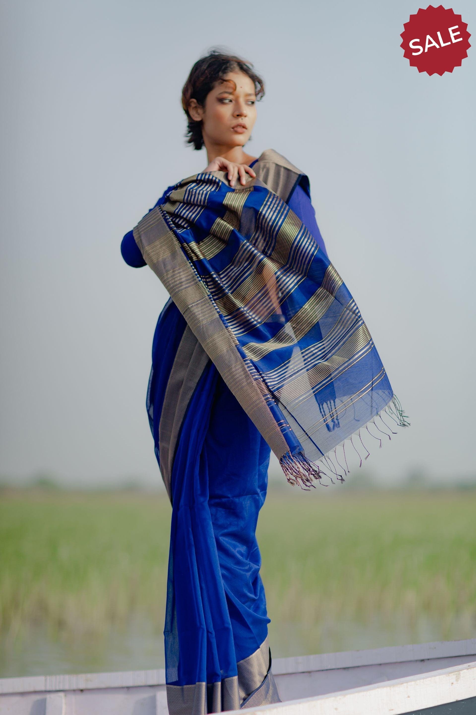 Seher - Royal blue Maheshwari Saree