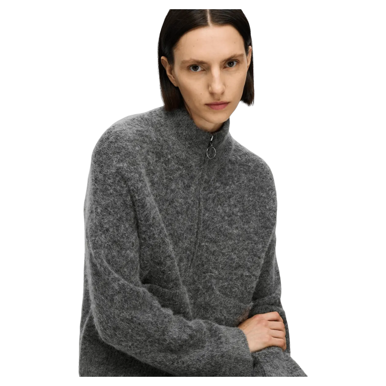 Selected Femme Sia Ras Knitted Zipper Cardigan