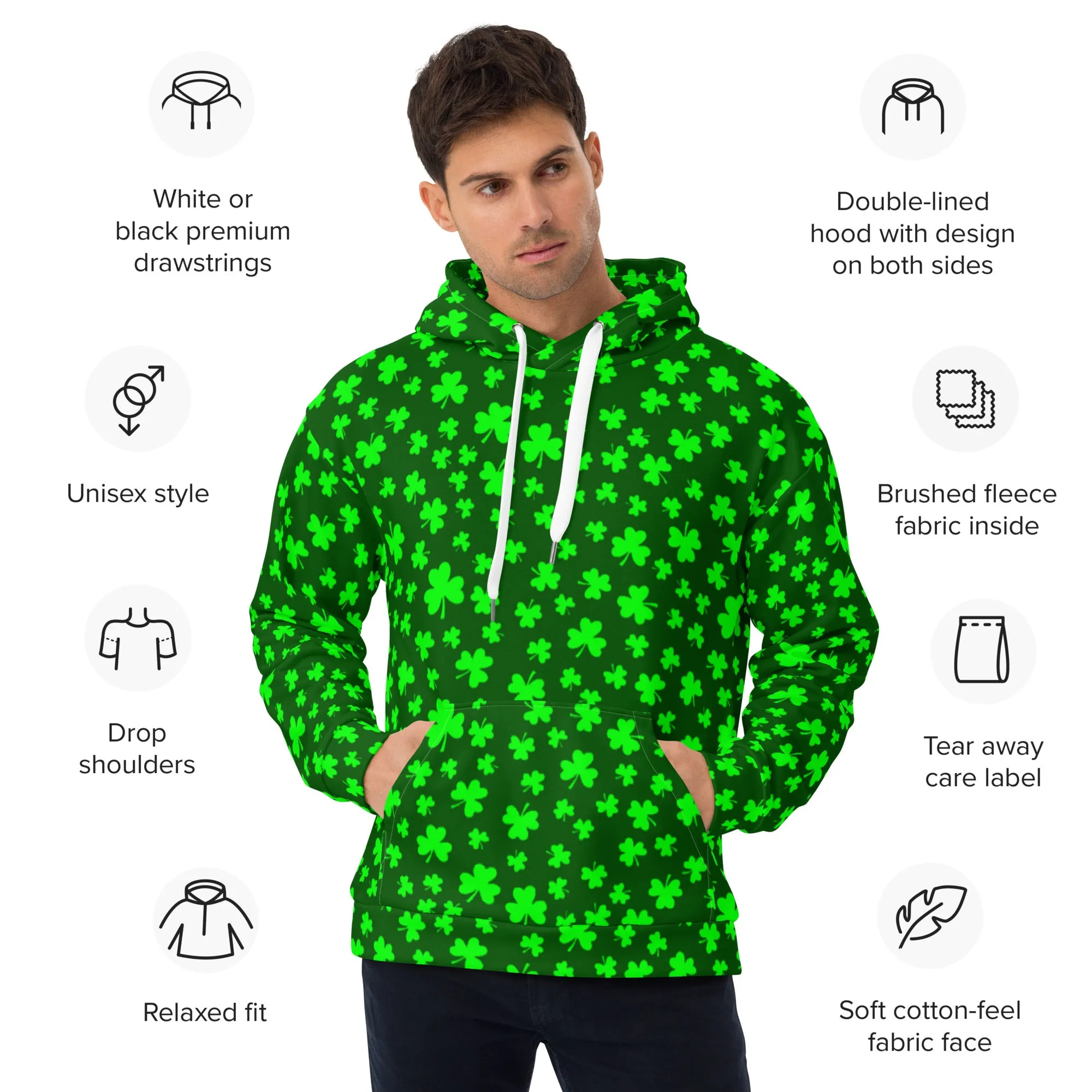 Shamrock Print Unisex Hoodie