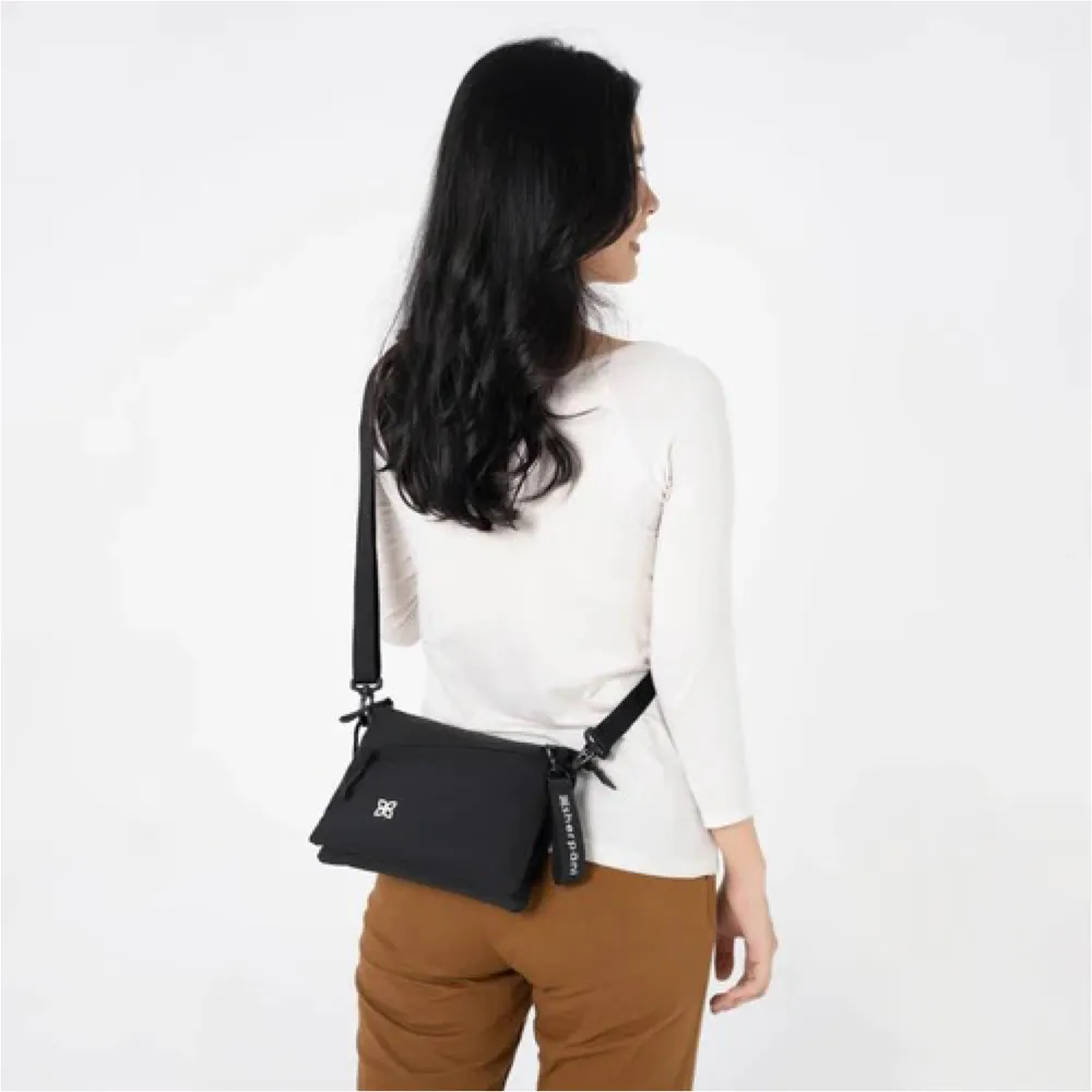 Sherpani Zoom Dual Pouch Crossbody Bag in Raven Black