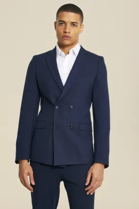 Skinny Navy Double Breasted Jacket