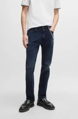 Slim-fit jeans in blue-black stretch denim