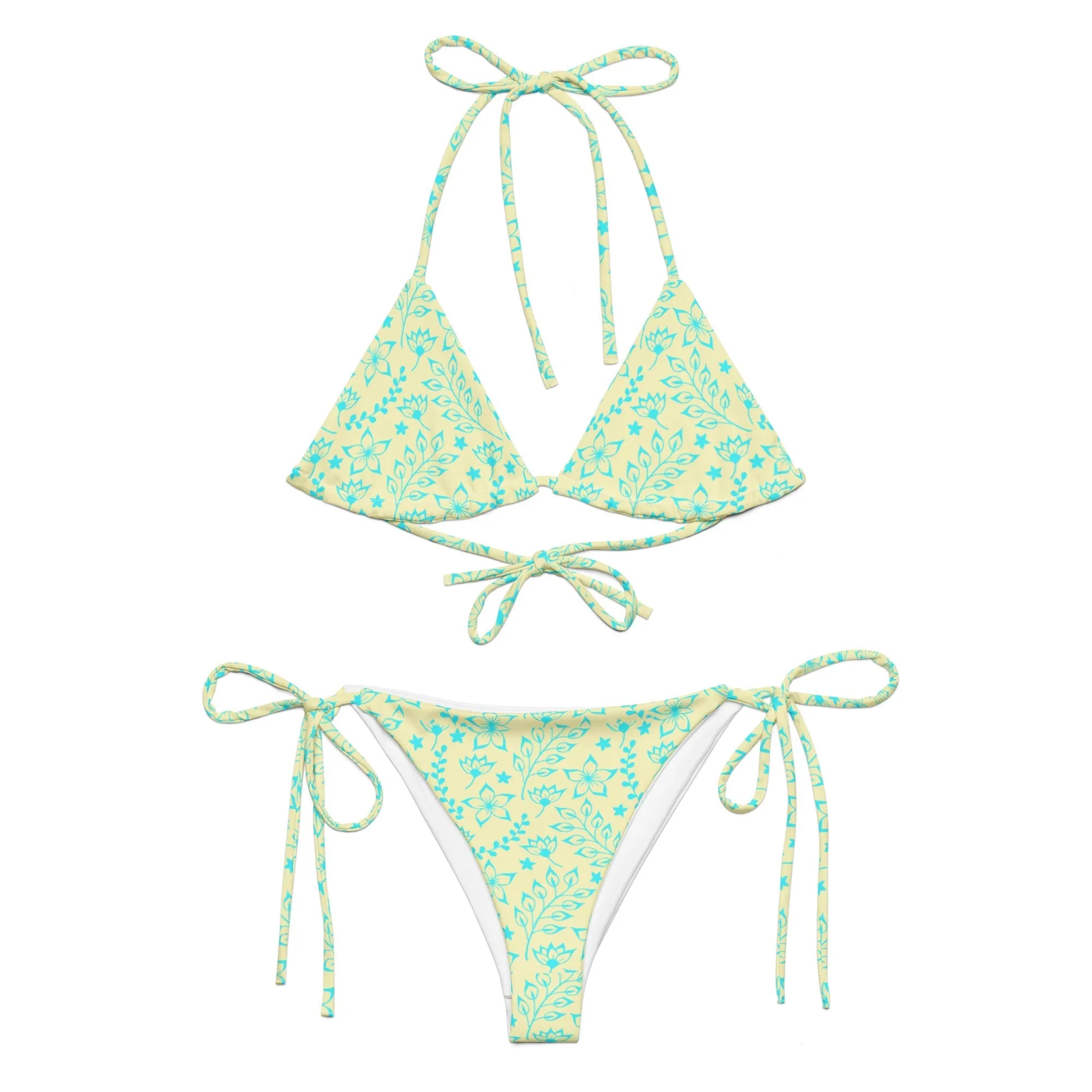 STRING BIKINI SET ECO -GARDEN PARTY SKY BLUE FLORALS