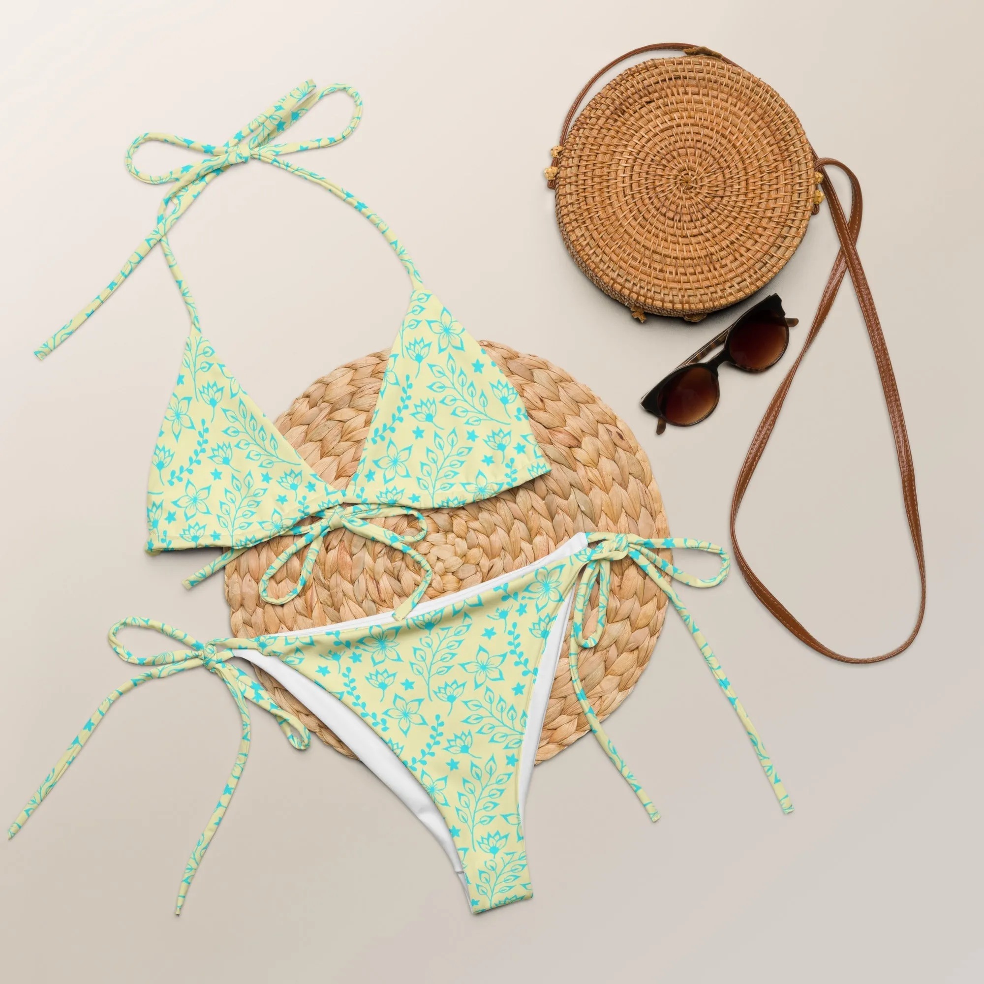 STRING BIKINI SET ECO -GARDEN PARTY SKY BLUE FLORALS