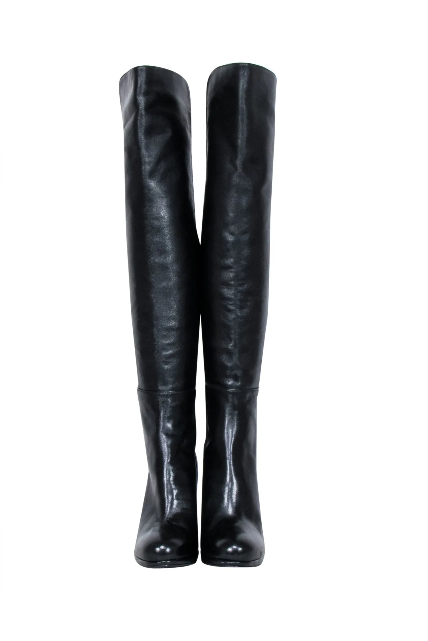 Stuart Weitzman - Black Leather Tall Heel Boots Sz 8