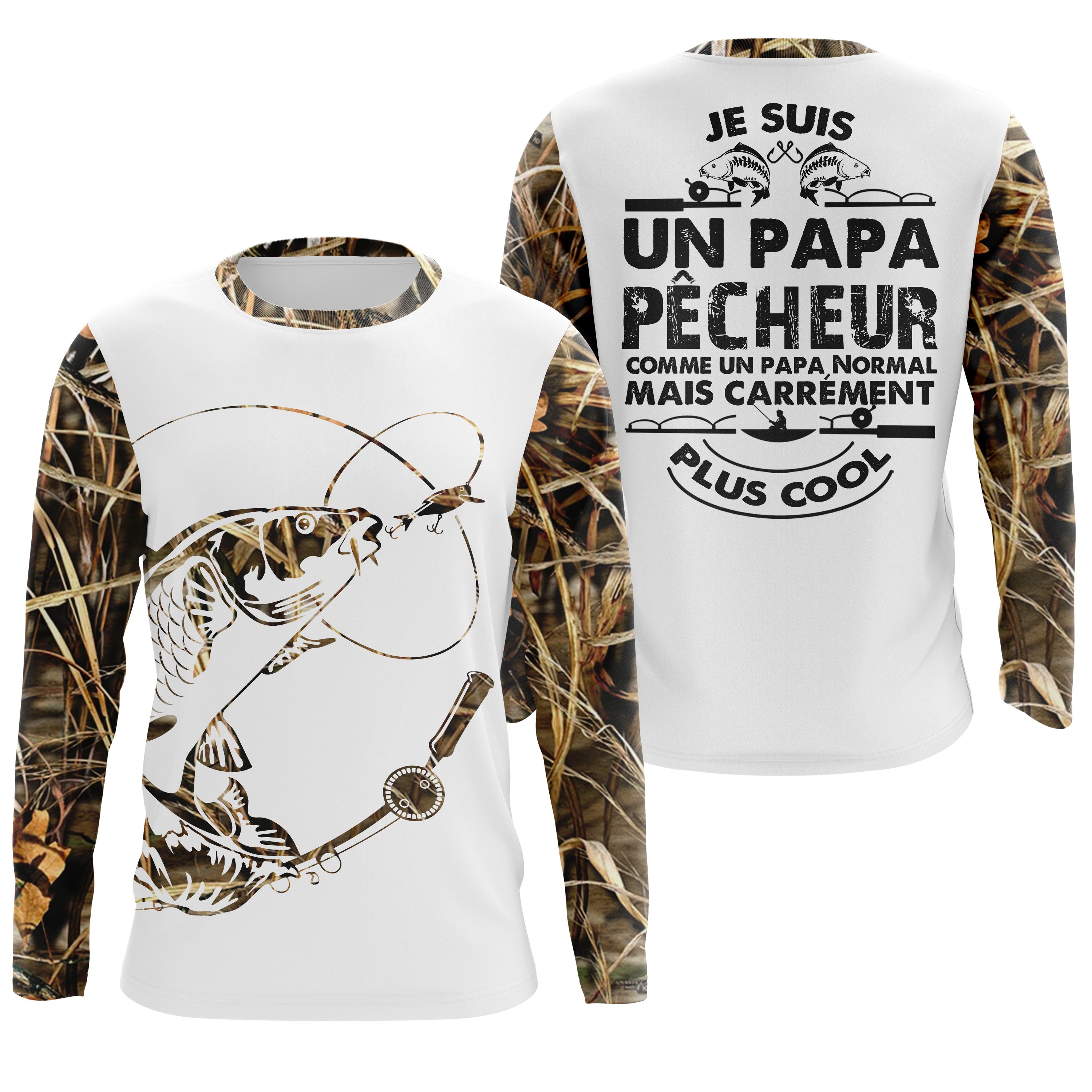 Sweat de Pêcheur 'Papa Cool' - Confort Respirant, Style Unique pour Pêche, Cadeau Idéal Toutes Saisons - CT16072030