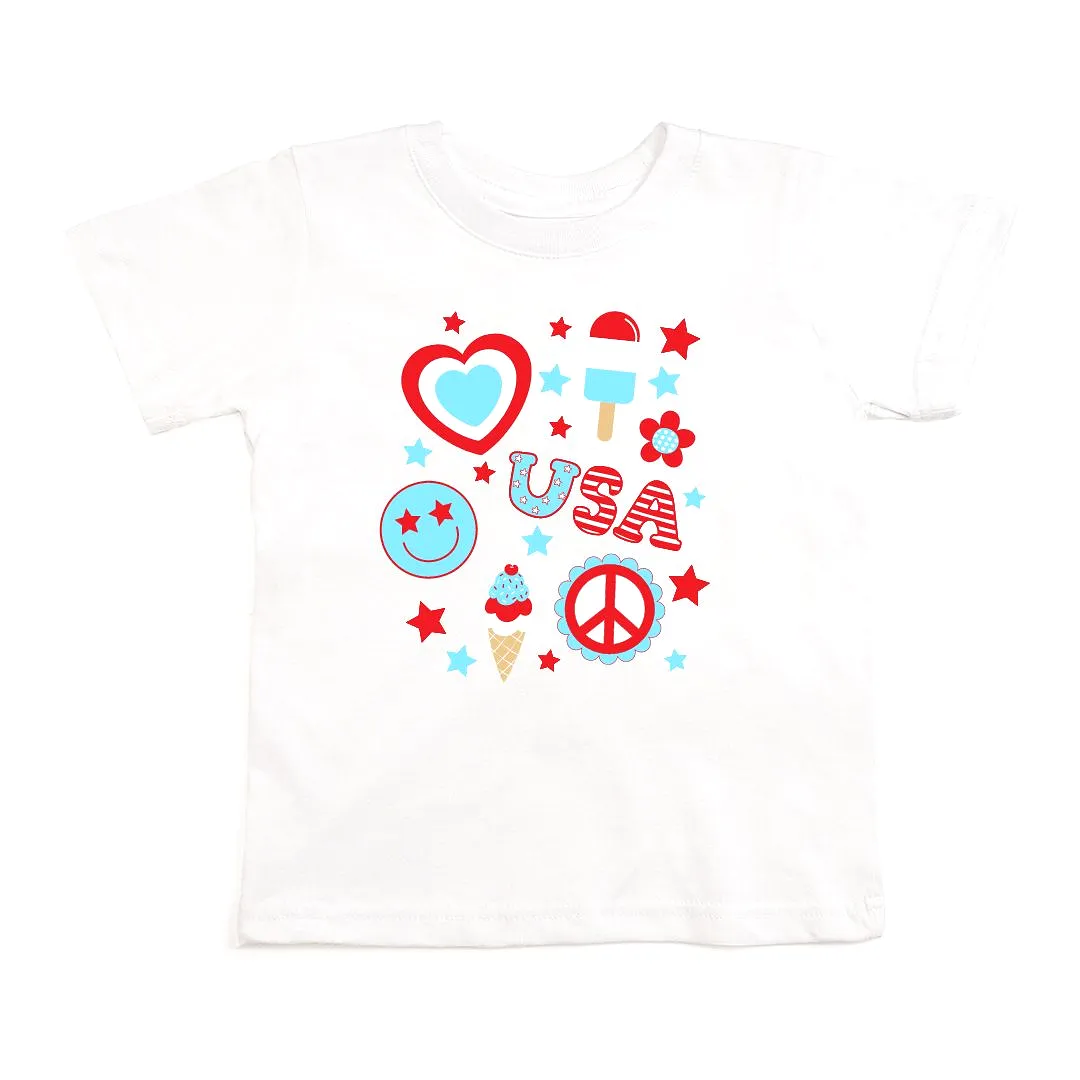 Sweet Wink 4th Of July Doodle S/S Tee - White