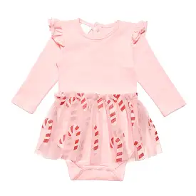 Sweet Wink - Candy Cane Christmas Long sleeve Tutu Bodysuit