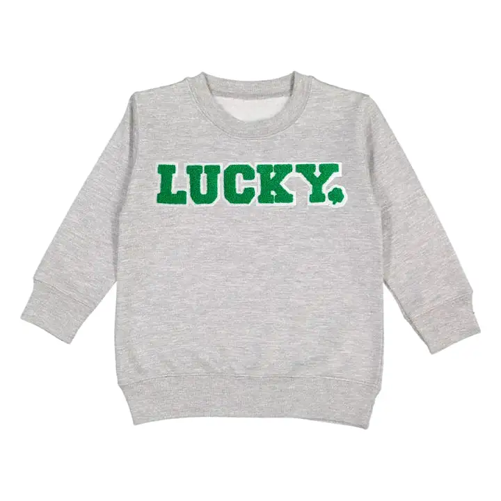 Sweet Wink - Lucky Boy Patch St. Patrick's Day Sweatshirt - Gray