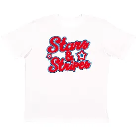 Sweet Wink Stars and Stripes Patch Adult S/S Tee - White