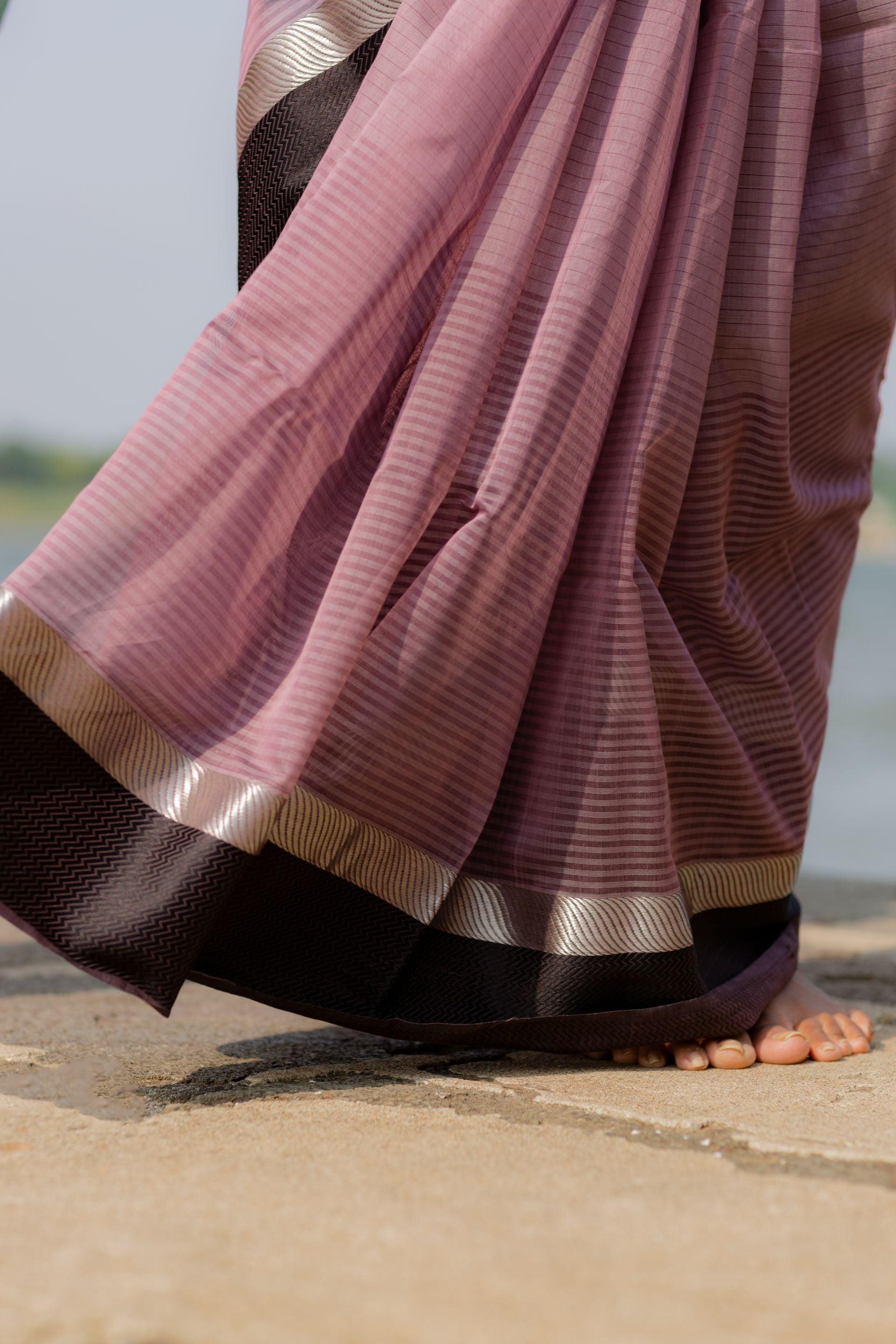 Tattvam  - Lavender Silk Cotton Maheswari saree