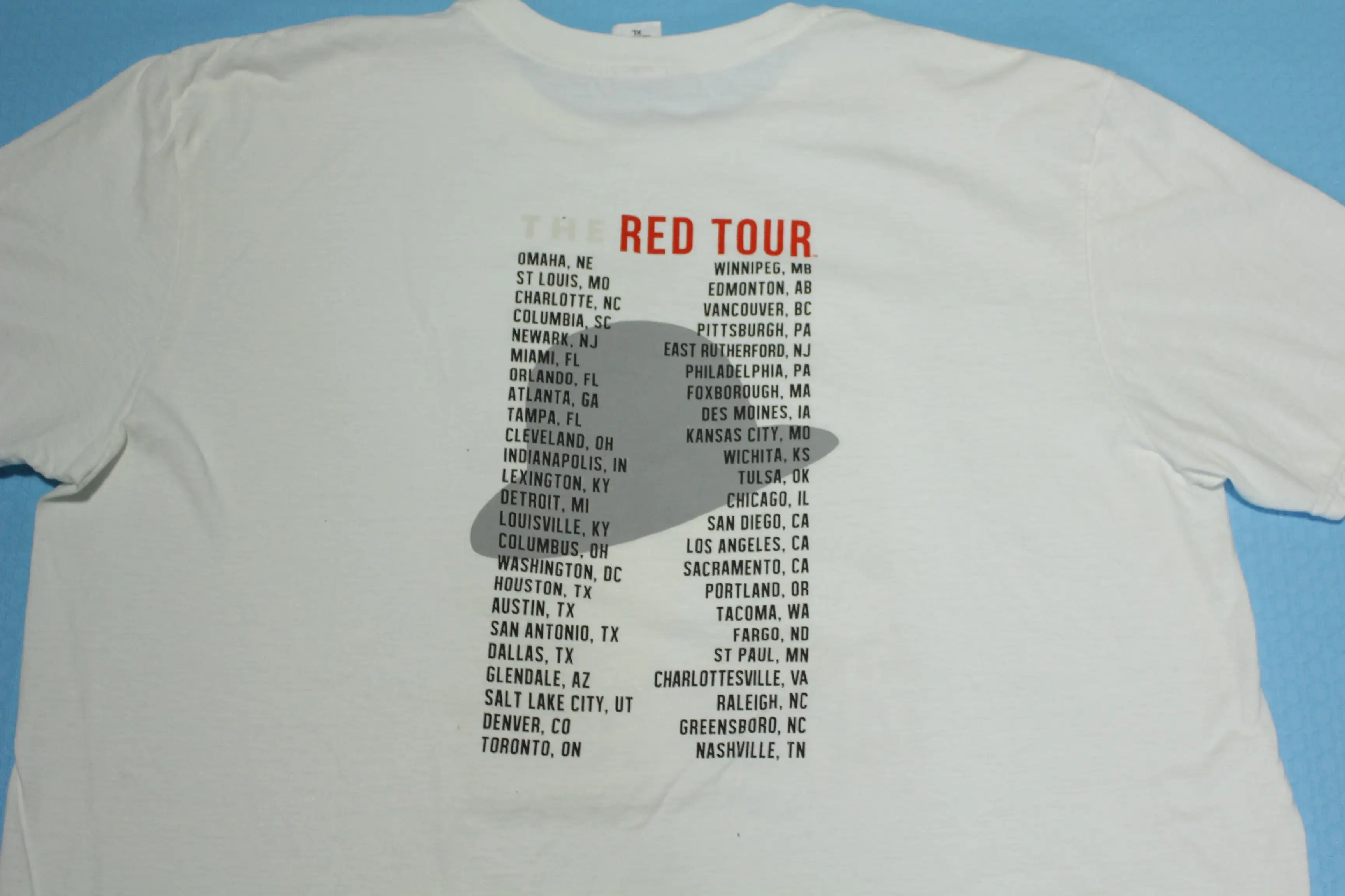 Taylor Swift 2013 Hat Red Tour City Concert List T-Shirt