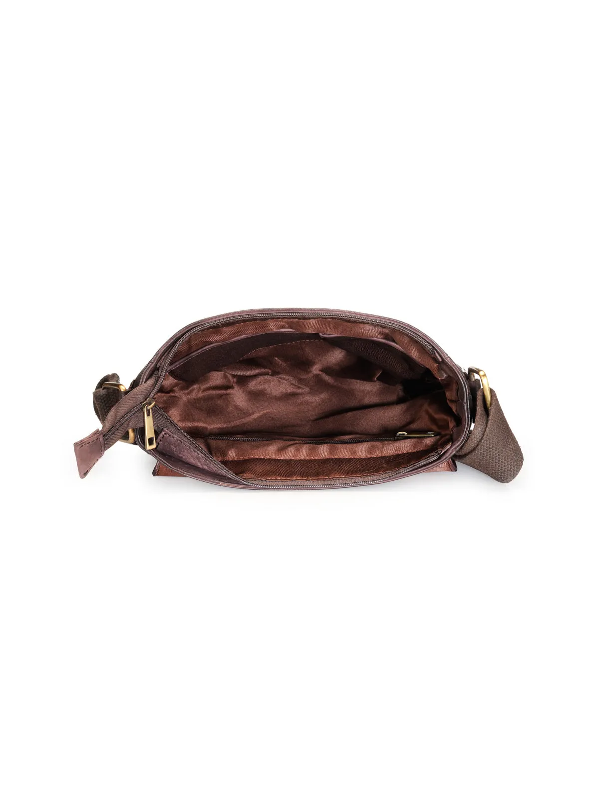 Teakwood Leather Mens Crossbody Bag - Brown