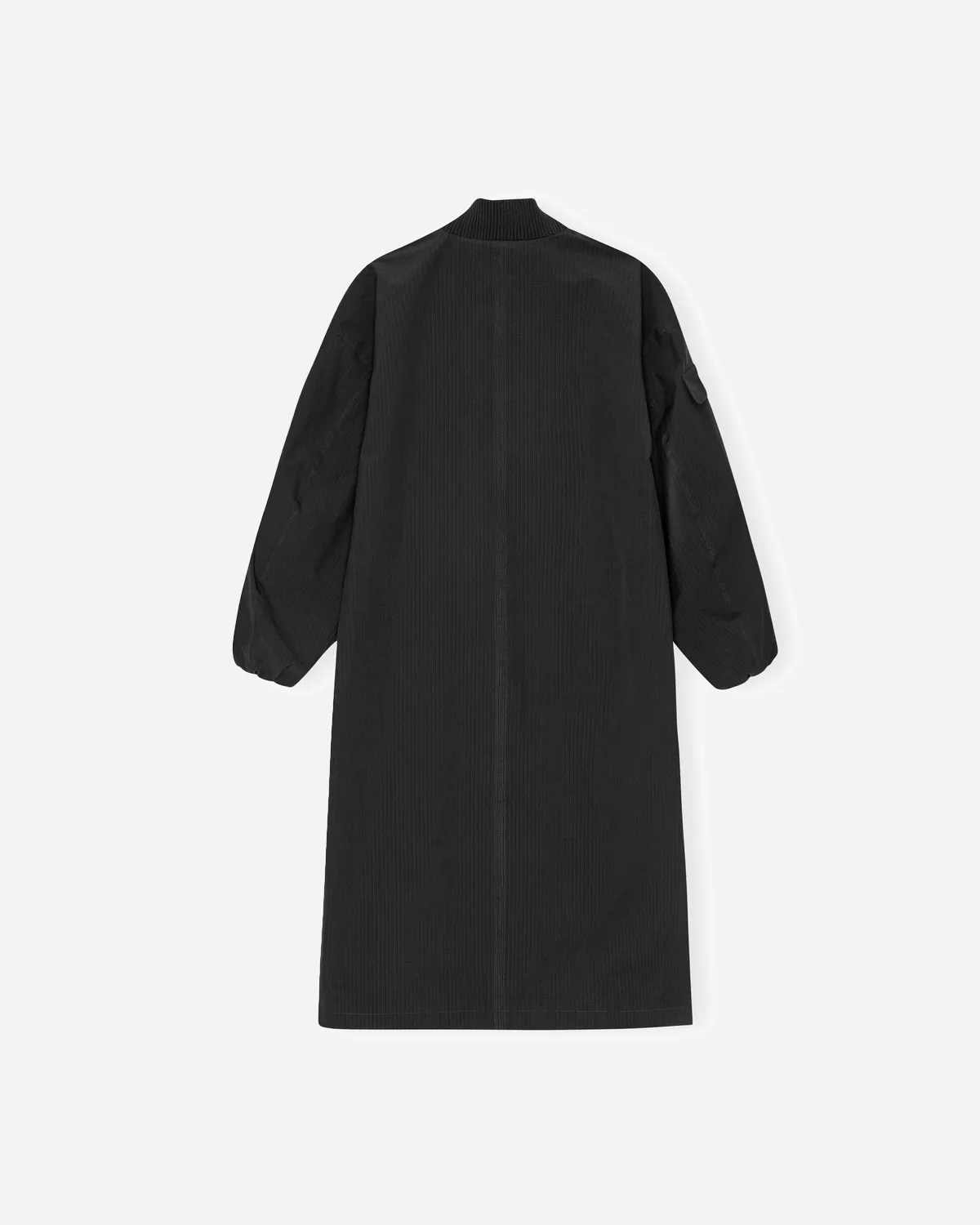 Tech Seersucker Oversized Shell Coat - Black