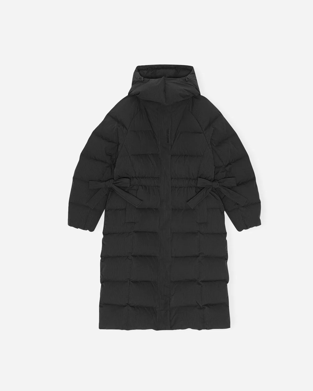 Tech Seersucker Puffer Coat - Black