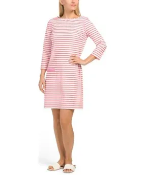 Tj Maxx Upf 50 Coral Stripe Shift Mini Dress For Women