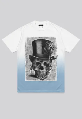 TOP HAT WHITE & BABY BLUE T-SHIRT