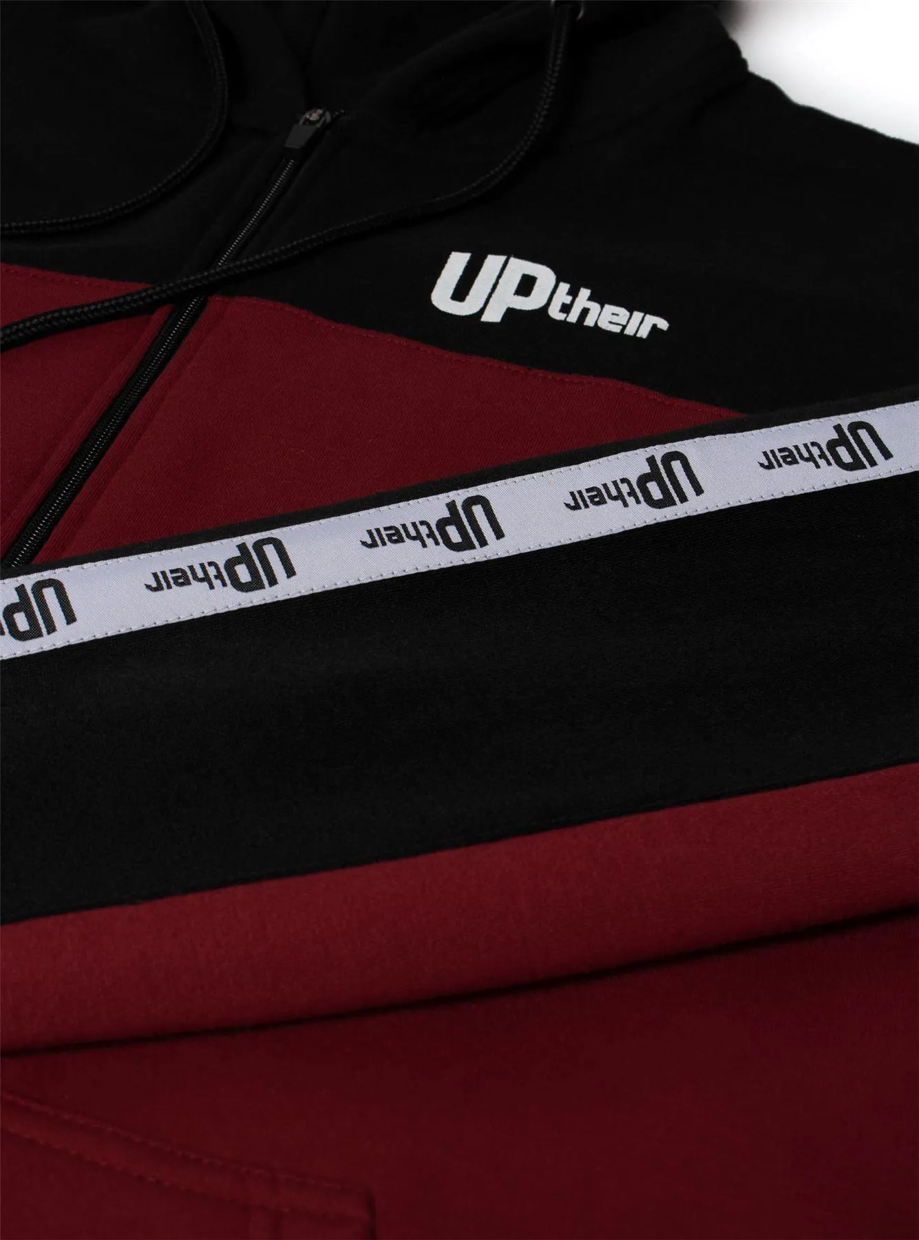 Uptheir Thor Zip Through Hoody - Black Burgundy