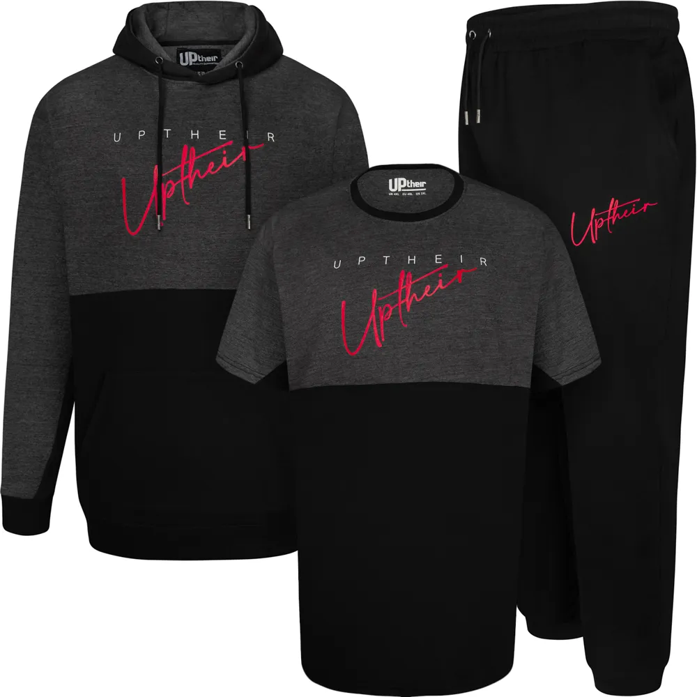 Uptheir To The Bone Over The Head Hoody, Jogger & T-Shirt Tracksuit Set - Black